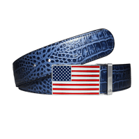 Blue Crocodile leather strap with American flag buckle