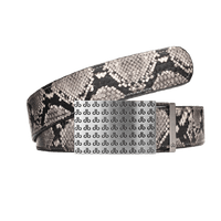 Python Snakeskin leather strap with db Repeat black and silver buckle