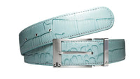 Aqua / Prong Silver Crocodile Leather Belts Druh Belts USA
