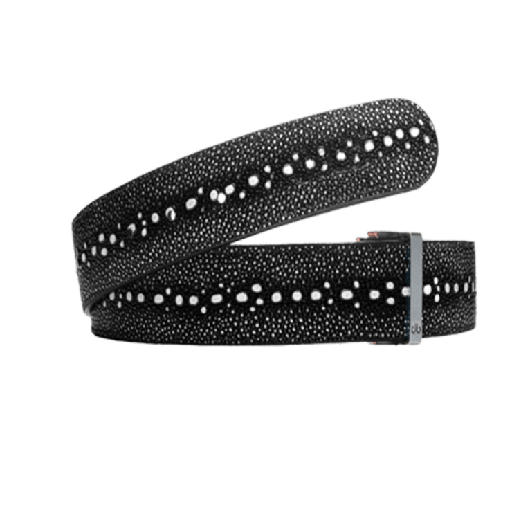 Black and White Stingray Leather Straps Druh Belts USA