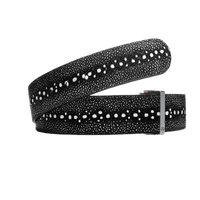 Black and White Stingray Leather Straps Druh Belts USA