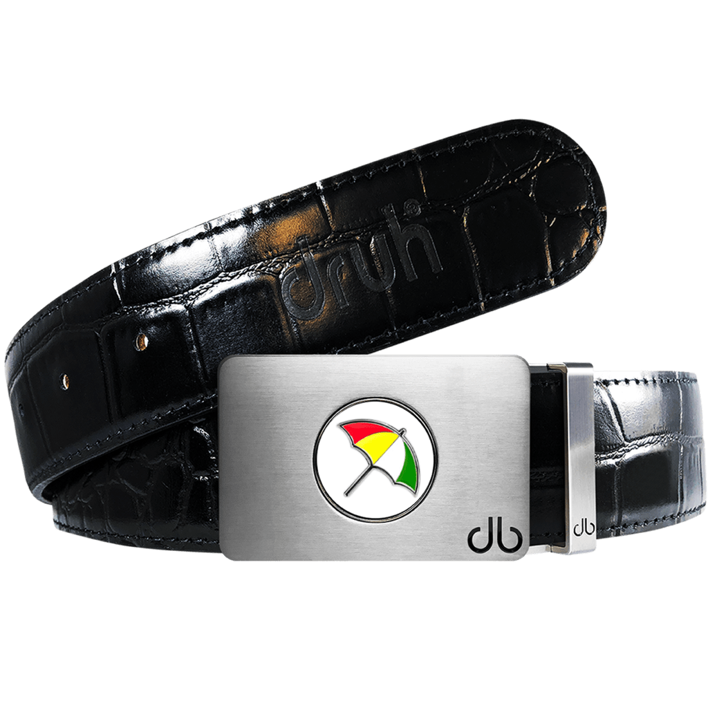 Arnold Palmer Ballmarker Golf Belt Crocodile Leather Black