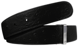 Black Ostrich Textured Leather Belt Strap
