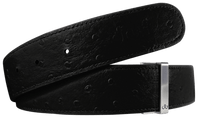 Black Ostrich Textured Leather Belt Strap