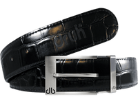 Black / Prong Silver Crocodile Leather Belts Druh Belts USA