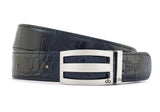 Black / Three Bar Crocodile Leather Belts Druh Belts USA