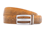 Brown / Three Bar Snakeskin Leather Belts Druh Belts USA