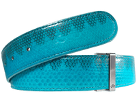 Aqua/Black Snakeskin Leather Belt Strap - Druh Belts