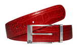 Red / Prong Silver Crocodile Leather Belts Druh Belts USA