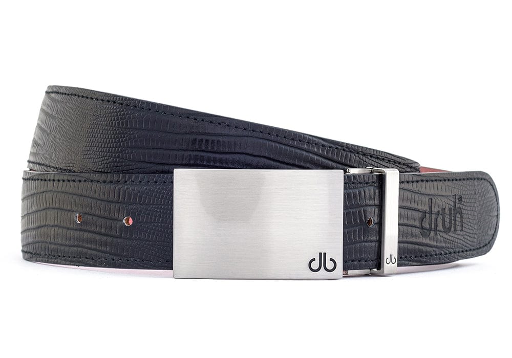 Silver Block Lizard Black Belts Druh Belts USA