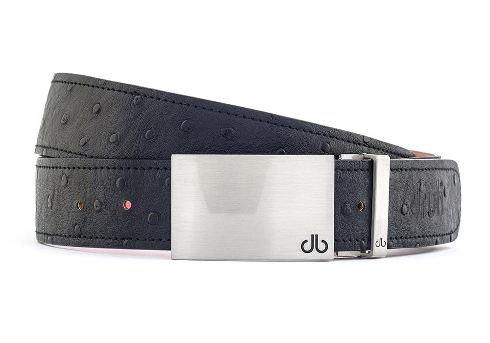 Silver Block Ostrich Black Belts Druh Belts USA
