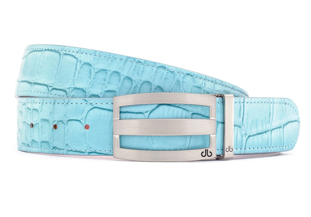 Three Bar Crocodile Aqua Belts Druh Belts USA