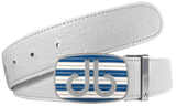 White / Stripe Ostrich Leather Belts Druh Belts and Buckles | US & Canada